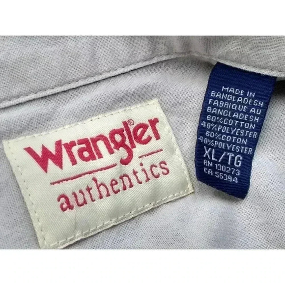 Wrangler Mens Button Down Shirt Multicolor Plaid Long Sleeve Collar Pocket XL - Picture 4 of 5